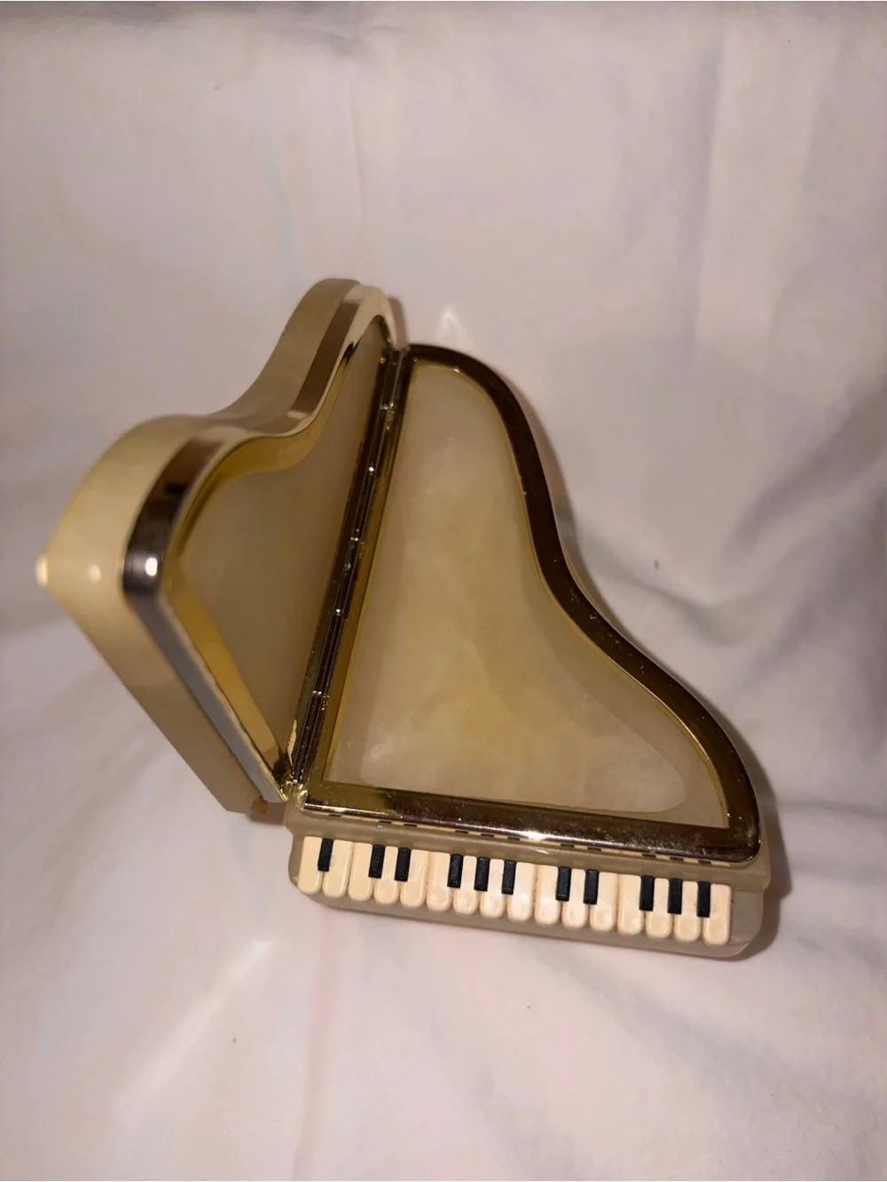 RARE Vintage LEFTON Alabaster Floral piano shaped Trinket jewelry box